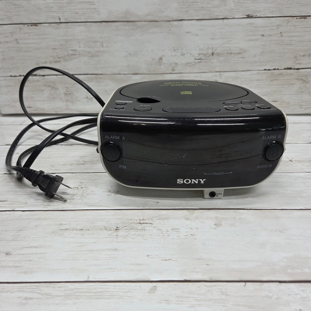 Sony Dream Machine ICF-CD815 CD Alarm Clock Radio Dual Alarm Black White